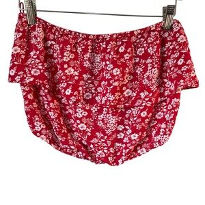 Hollister Ruffle Red White Floral Ruffled Tube Top, Size Small Bohemian y2K